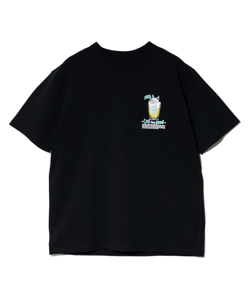 Go Slow Caravan 342610 RAY Cotton Cat and Beer T-Shirt ~Mugen Beer 2~ Black, Size S