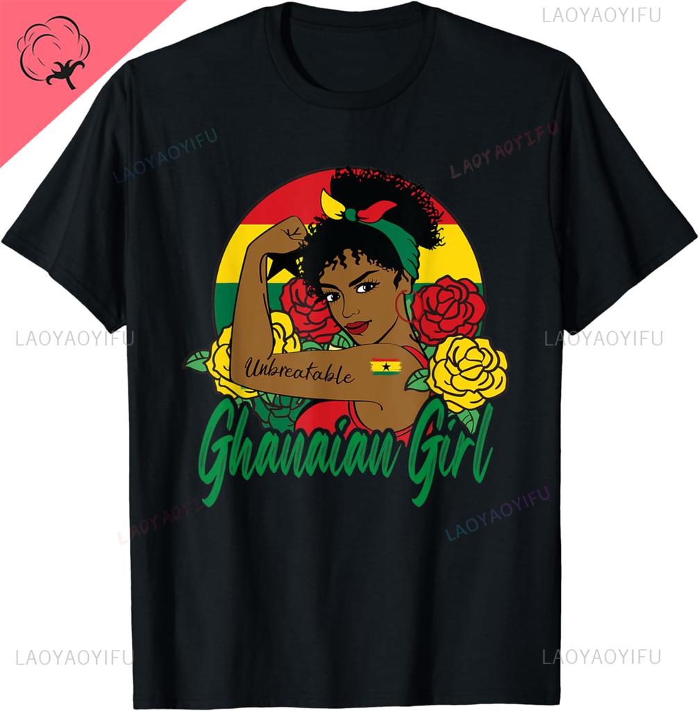 Ghanaian Girl Ghana Woman Ghanaians Flag T-Shirt Flag T Shirts Summer Graphic Cotton Streetwear Birthday Gifts Tee Mens Clothing