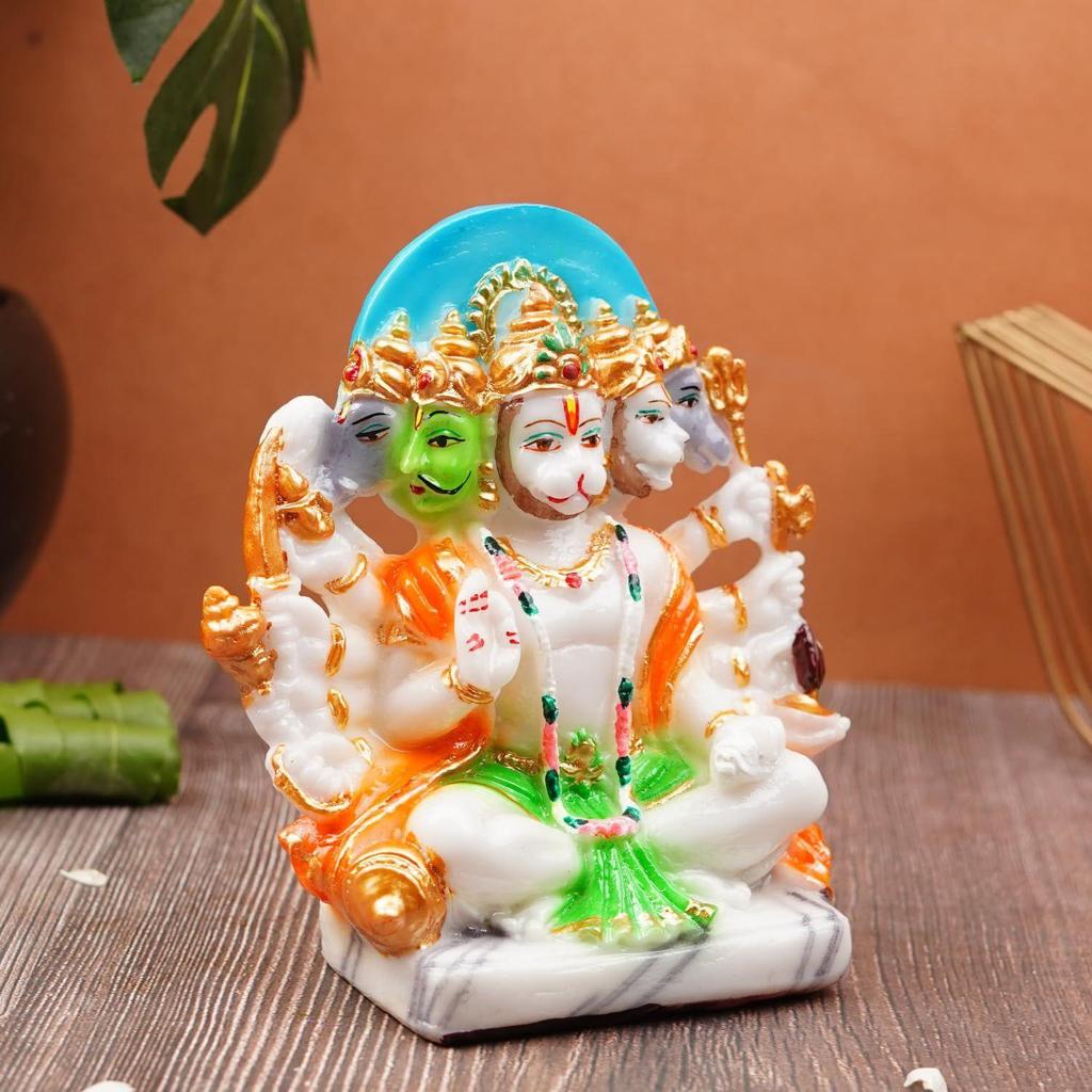 Panchmukhi Hanuman Ji Murti | Statue for Home Decor, Gifting, Protection from Evil Eye, 15.2 (Multi), Religious