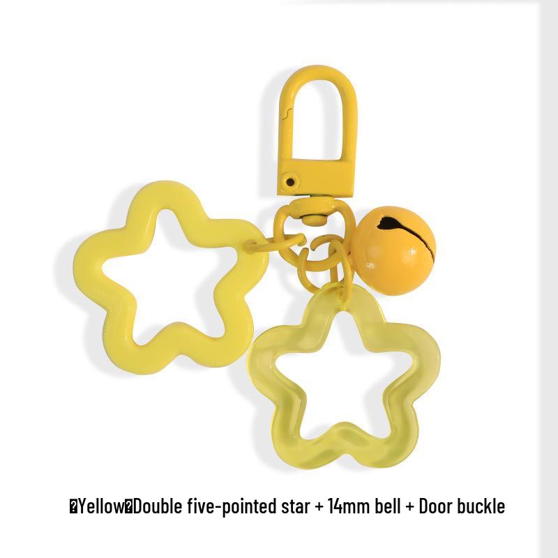 Vibrant Acrylic Star Keychain Pendant with Bell - Cute Earphone Case Accessory