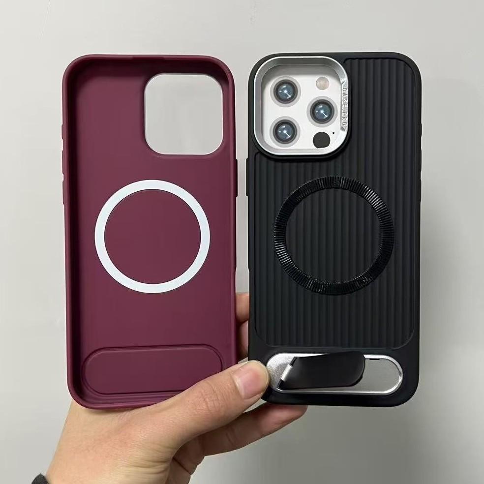 Vhodné pro 16pro Vlnité magnetické pouzdro pohlcující pot Jednořádkový stojánek, Apple 15 Plně kryté TPU měkké pouzdro proti pádu