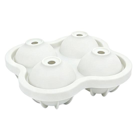 Silicone Ice Ball Mold 4-Cavity Large Sphere Tray for Whiskey Summer Drinks Easy-Release Food-Grade Ice Cube Maker Reusable Cocktail Freeze Tray