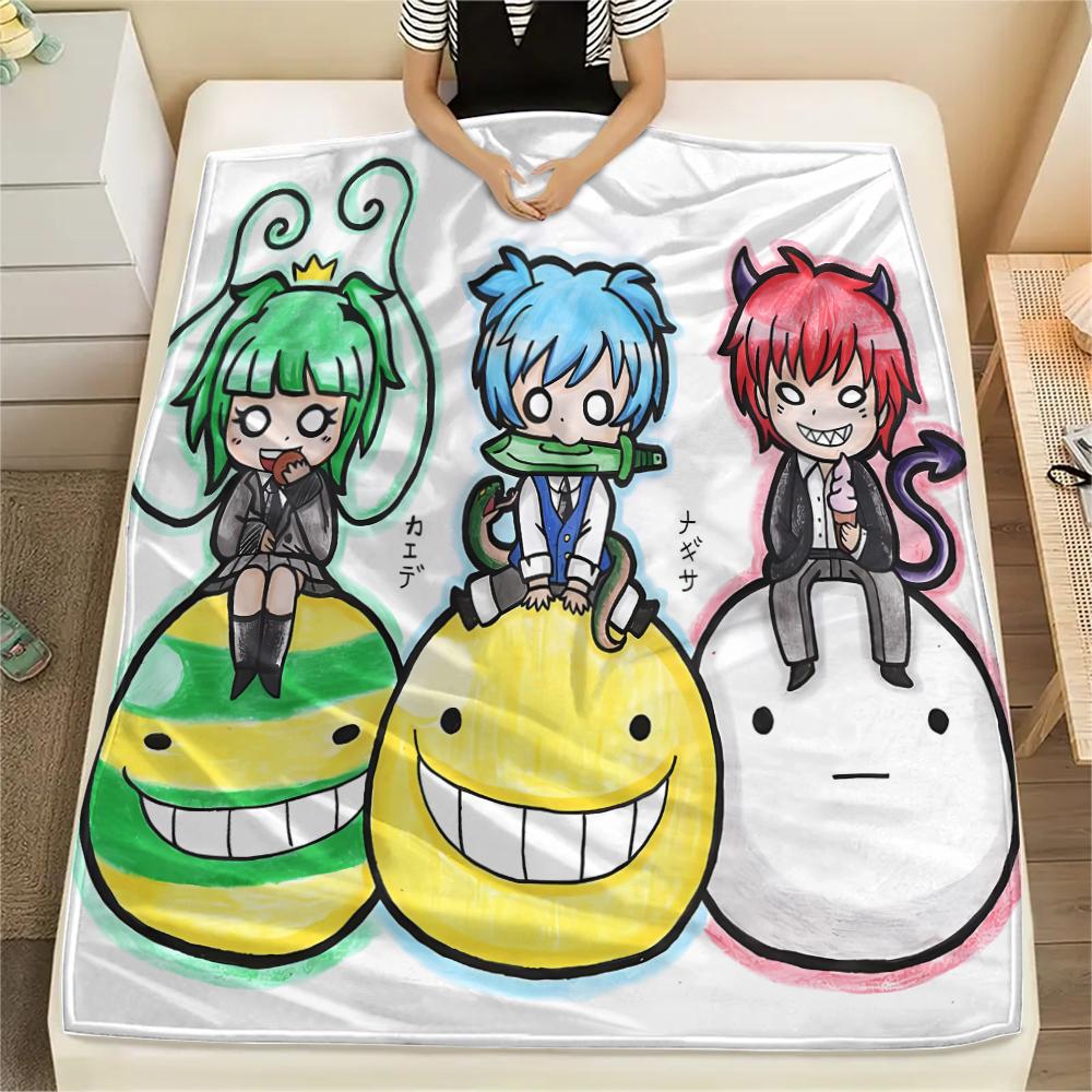 1 szt. Koc flanelowy z nadrukiem z Ansatsu Kyōshitsu, Wysoka jakość, Na wszystkie pory roku, Wystrój domu, Ciepło i komfort, Idealny na prezenty świąteczne