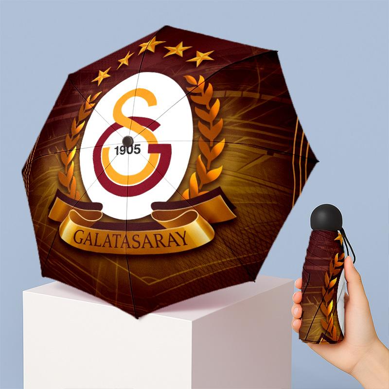Galatasaray FC Mini 5 Fold Pocket Umbrella Compact Lightweight Anti UV Rain Sun Protection Umbrella Portable Travel Umbrella