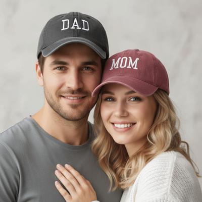 Retro DAD MOM Embroidery Baseball Cap Washed Cotton Adjustable Baseball Hats Sunscreen Hats For Man Women