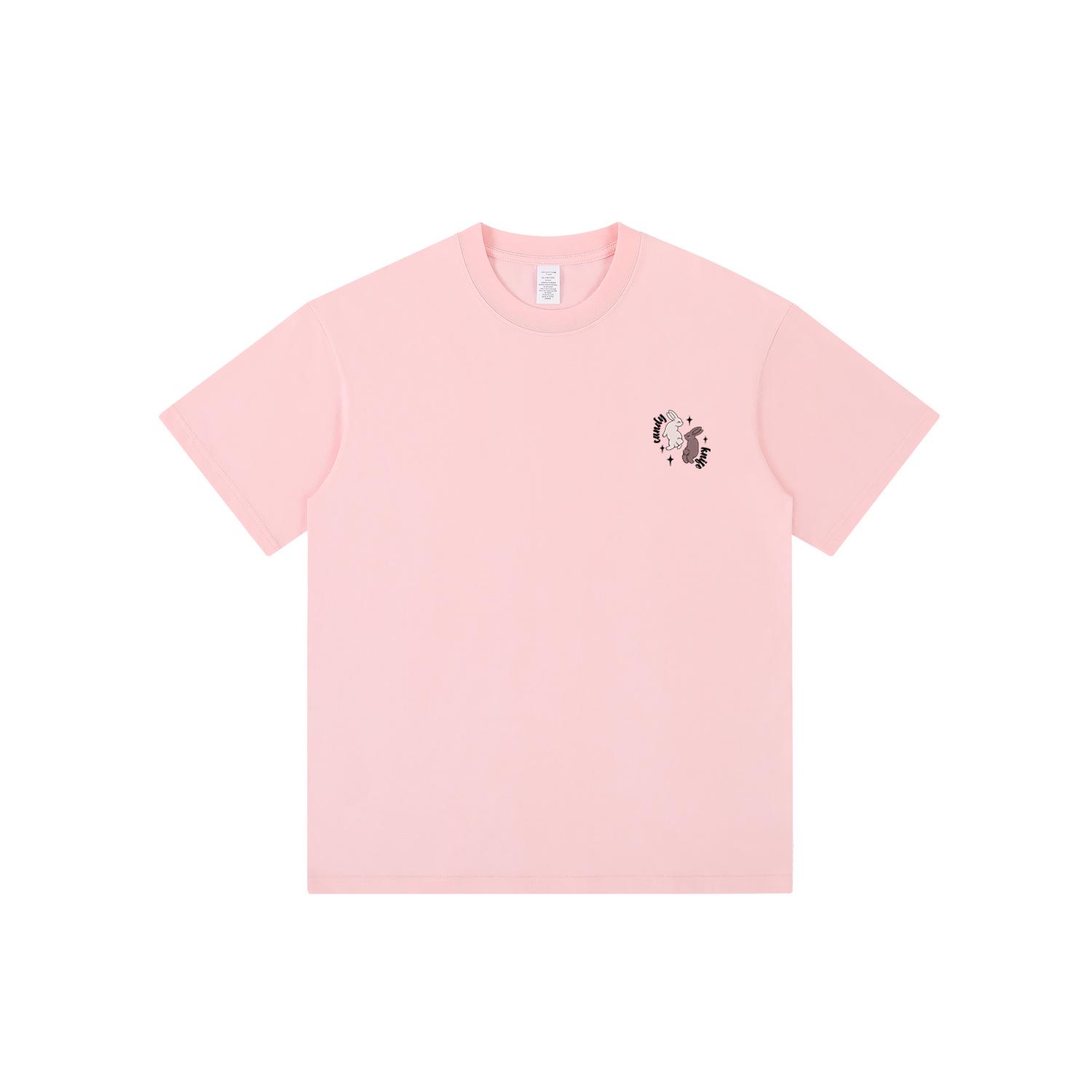 

Хлопковая футболка для пар на лето 2024: Принт с двумя кроликами, короткий рукав, унисекс топ с круглым вырезом L