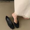 Fashion SUOJIALUN 2025 New Brand Women Flat Shoes Fashion Round Toe Shallow Slip On Boat Shoes Soft Flat Heel Outdoor Dress Single Shoes