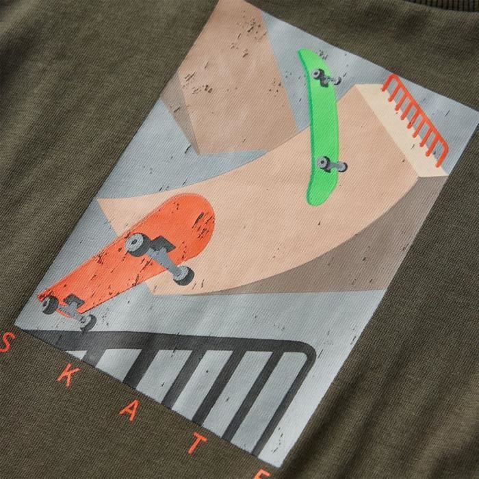 Children's Long-sleeved T-shirt Printed Skateboard Khaki 92-104-116-128-140