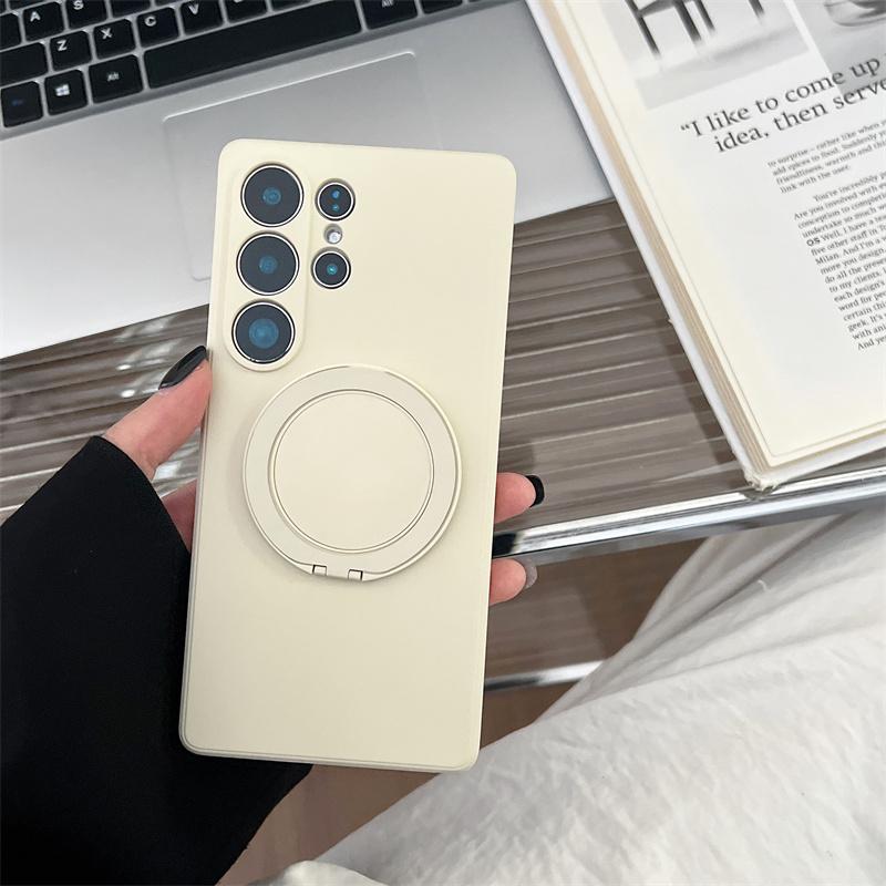 Fashion Liquid Silicone Case For Samsung Galaxy S25 Edge S24 S23 S22 S21 S20 Ultra FE A17/07 56/36/26/16 Magnetic Bracket Cover