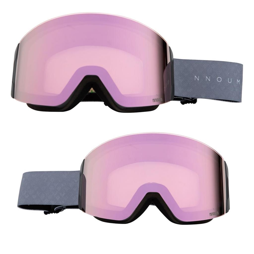 NNOUM Ski Goggles for Men and with Spare Asian Steel Size Compatible with Eyeglasses and Includes Storage Pouch Women, Anti-Fog, Lenses, Fit, Gray, F,