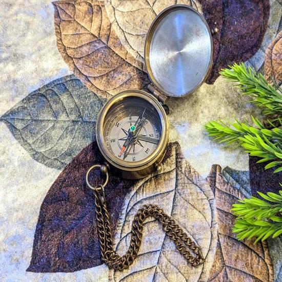 5.08 Cm Brass Compass, with Leather Box Christmas Gift for Boyfriend, Anniversary Gift Husband Engraved Compass, Gift for Him and Her