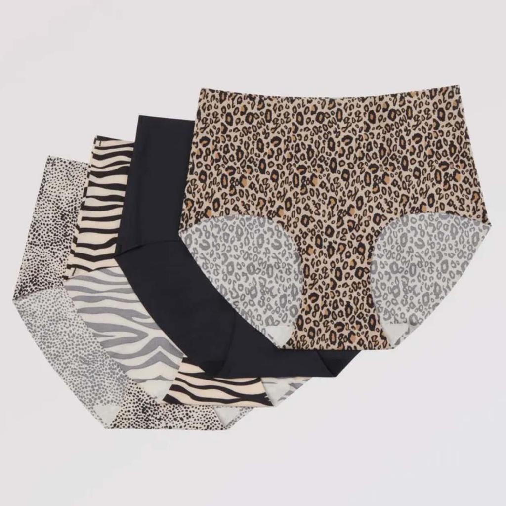 High Waist Leopard & Zebra Print Seamless Plus Size Ice Silk Panties