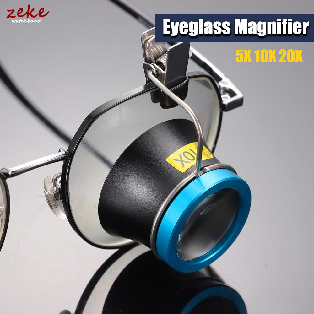 5X 10X 20X Eyeglass Magnifier Clip-On Eye Loupe for Watchmakers Repair Tool Magnifying Lens Portable Eyepiece Process Operation