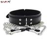 Stainless Steel Metal Chain Nipple Clamps Milk Clips Breast Clip Red Lips Open Mouth Gag Leather Handcuffs Sex Toys For Couples