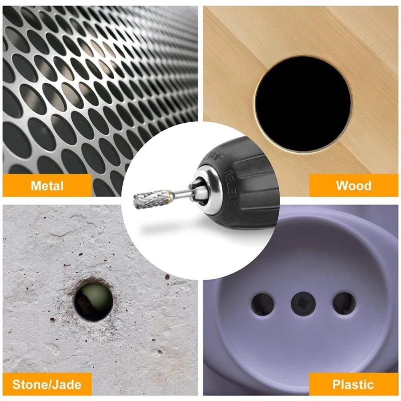 10pcs/set Tungsten Carbide Rotary Burr Set Carving Burr Bits with 3mm Shank 6mm Bit for Wood & Stone Carving, Steel Metal Working