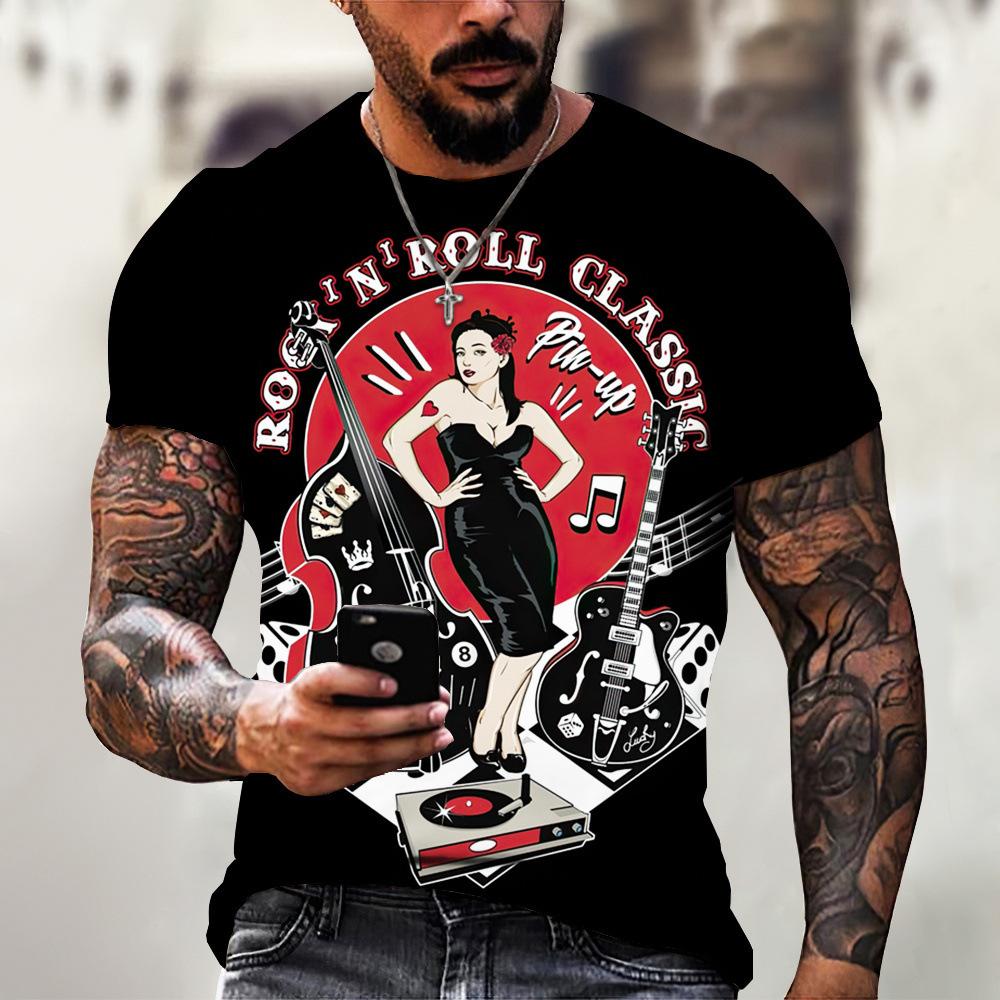 Nuova T-shirt Estiva da Uomo Moda Hip Hop Stampa Bandiera con Lettere 3D Scollo a O Manica Corta T-shirt Casual T-shirt Larga Abbigliamento Uomo S-5xl