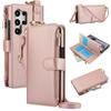 Crossbody Ring Holder Zipper Cards Solt Wallet Leather Case For Samsung Galaxy S24 Ultra S23 FE S22 S21 Plus A55 A15 Purse Cover