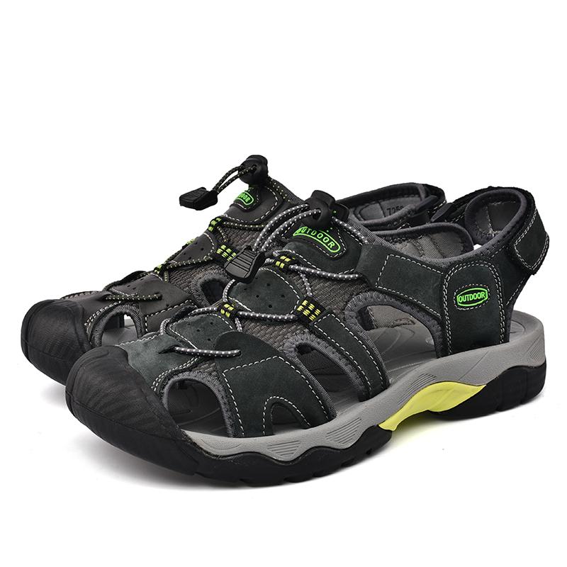 Hot Sale Sommer herresandaler utendørs sklisikre herre strandsandaler Håndlagde ekte skinn herresko Mote menn joggesko