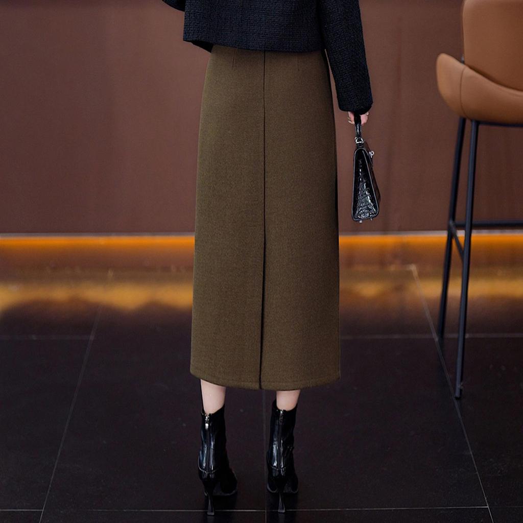 Luxurious Woolen A-Line High-Waisted Skirt - Women's Autumn/Winter 2025 Collection