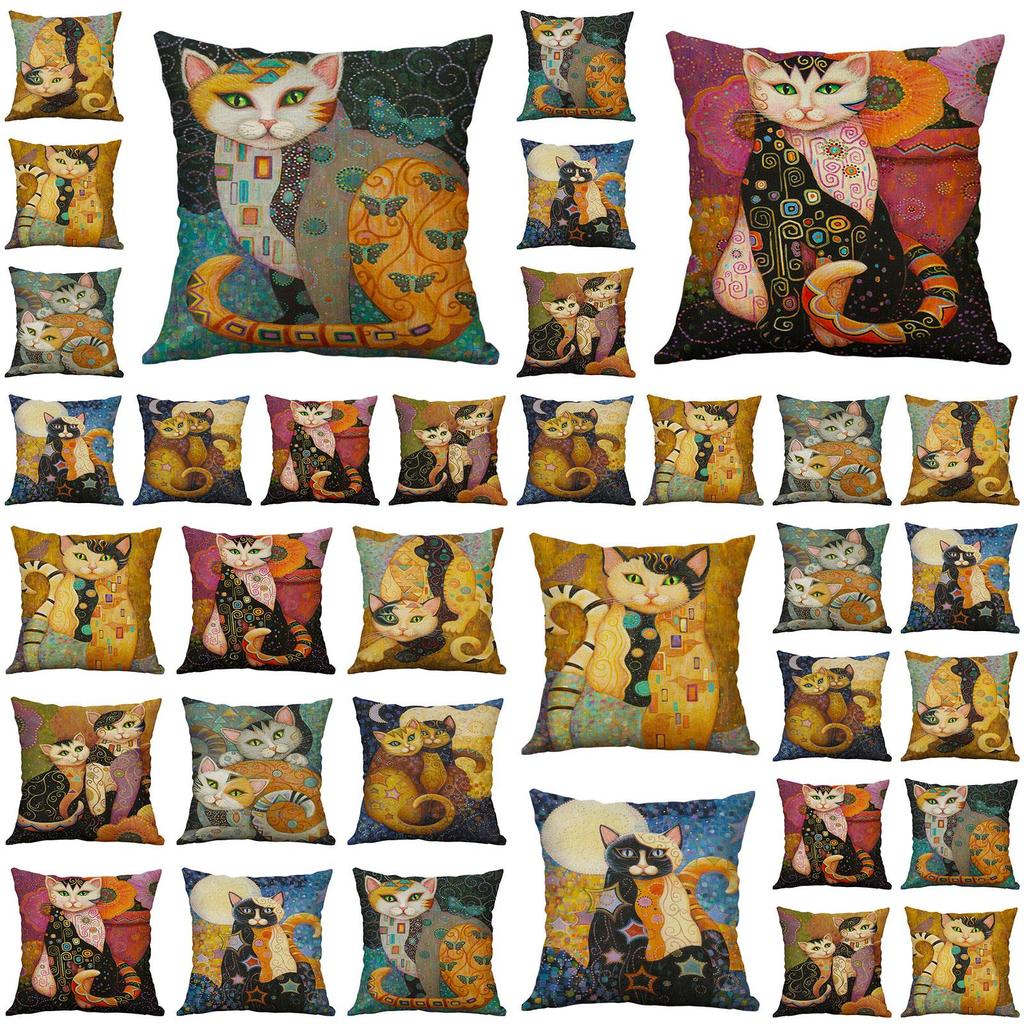 Square 177" Vintage Cats Pillow Case Cover Sofa Waist Cushion Covers Home Decor