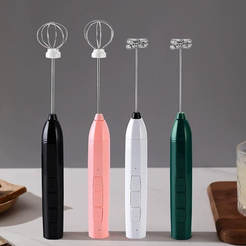 3 Gear Speed Electric Milk Frother USB Rechargeable Egg Beater Kitchen Gadget Foam Mixer  Cream