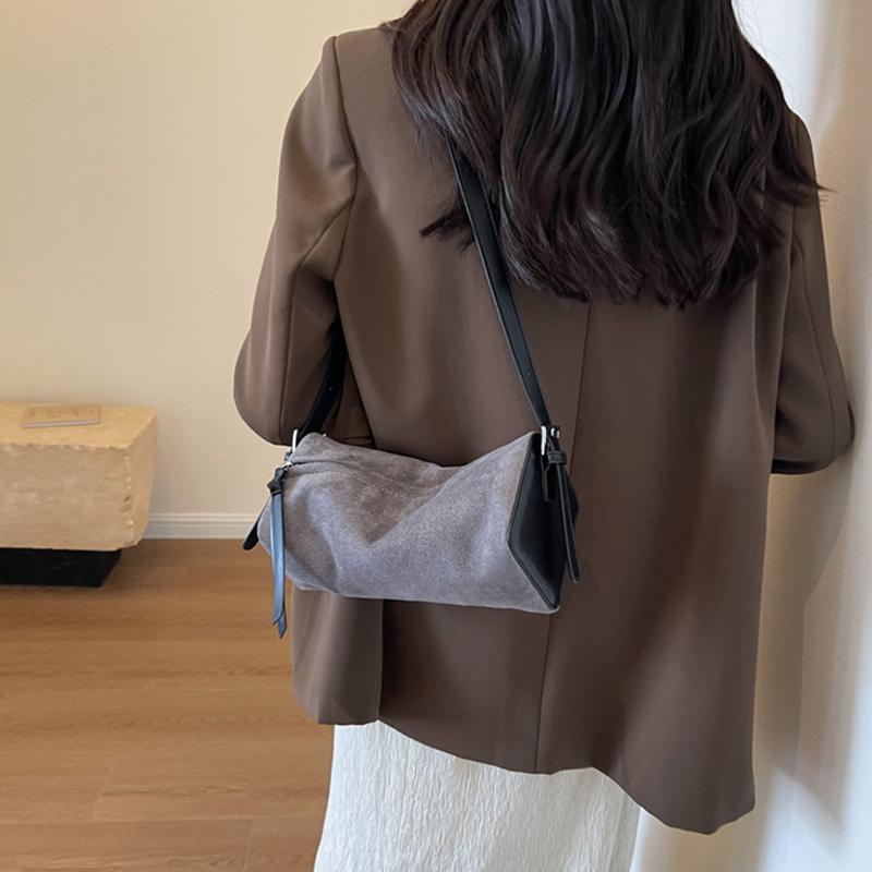 Autumn Winter Vintage Suede Crossbody Bag for Women Luxury Designer Single Shoulder Underarm Bags Versatile Handbags
