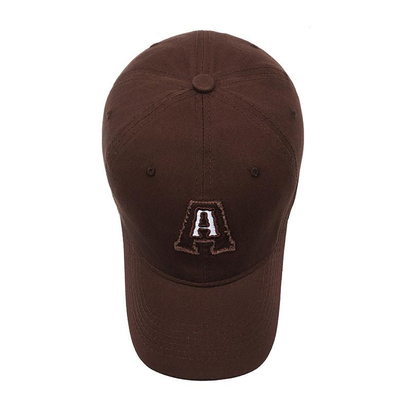 Korean Style Embroidered A Letter Baseball Hat With Curved Brim And Sunshade For Outdoor Casual
