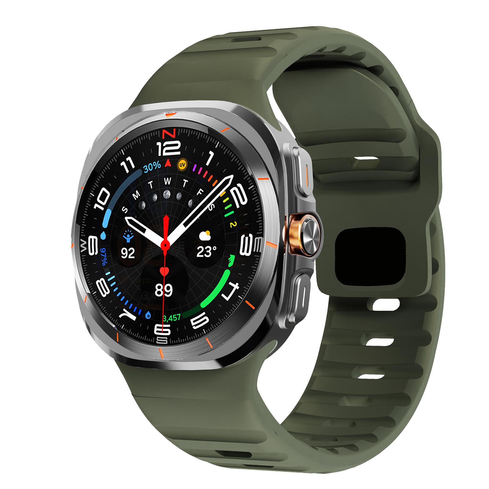 

Для Samsung Galaxy Watch Ultra Strap 47mm Аксесуари браслет ремінь Sport Silicone correa Браслет Galaxy Watch7 ultra band Galaxy Watch 7 Ultra армія зелений колір