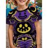 Children's Halloween T-shirt with 3D Printing, Cool and Trendy Fun Panda Pumpkin Short Sleeve Top for Boys