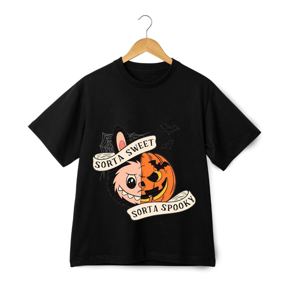 

LA BU BU Cartoon Halloween T-Shirt - Sorta Sweet Sorta Spooky Tee Streetwear XL
