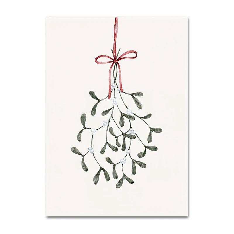 Poster Decorazione Pallina Albero di Natale Agrifoglio Ghiacciato Furgone Invernale Pittura su Tela Stampe Fiocchi di Neve Decorativo Casa Stanza Immagine