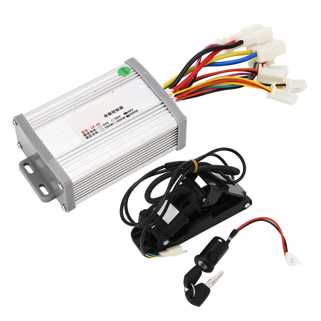 48V 800W Hastighetsmotorstyreenhet og Gasspedal med Låsenøkler for Elektrisk Sykkel Scooter