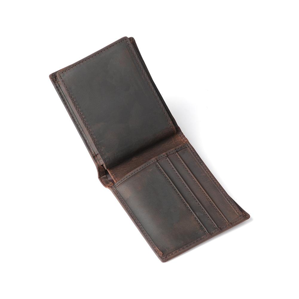 Anti Theft Brush Retro Zero Wallet Genuine Leather Wallet Men's Three Fold Card Bag Short Cowhide Men's Wallet