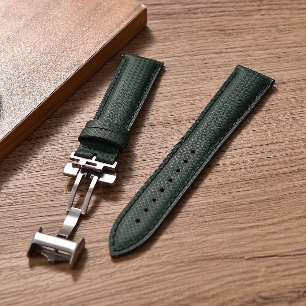 New Design FKM TOP+Leather Sailcloth Strap 18mm 19mm 20mm 22mm Base Rubber Watch Bands Perfectly Matched With Any Brand of Watch