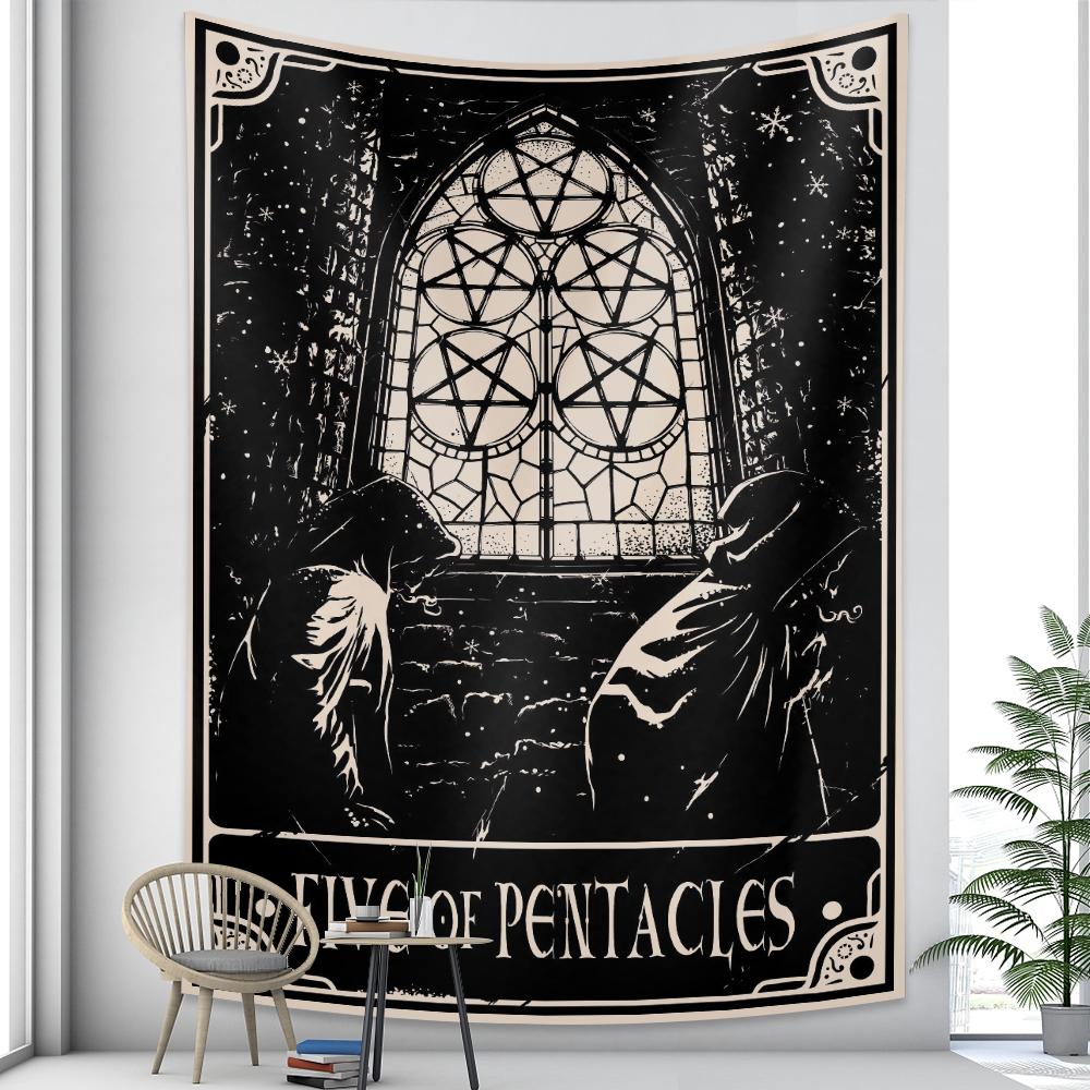 Tarot Psychedelic Scene Art Tapestry Occult Witchcraft Divination Wall Hanging Hippie Boho Decor Bedroom Home Decor
