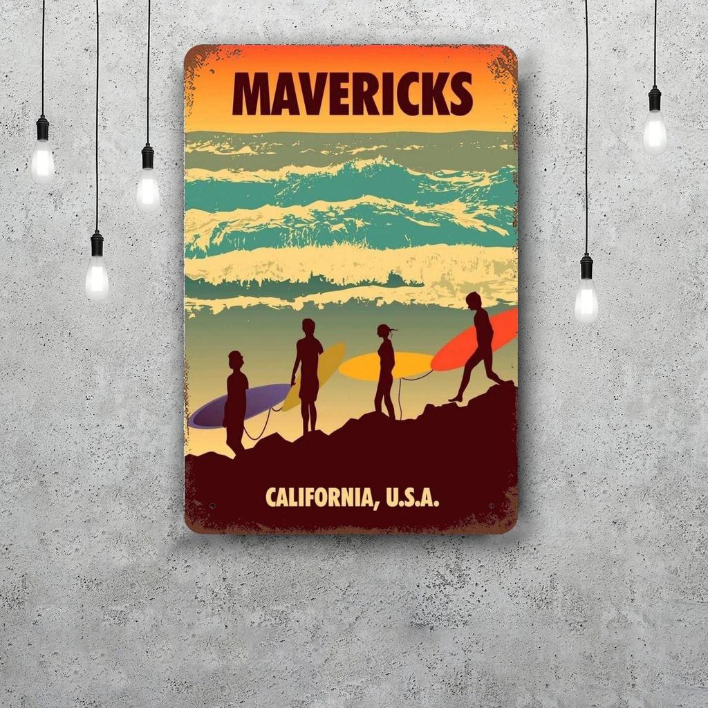 surfing Vintage Metal Tin Signs Posters Decor Retro Metal Plaque Wall Art Decor for Garage Bar