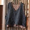 Johnature Damen Tank Tops mit Vintage-Print und Blumenmuster und Knopfleiste, V-Ausschnitt, Sommer-Tops im chinesischen Stil