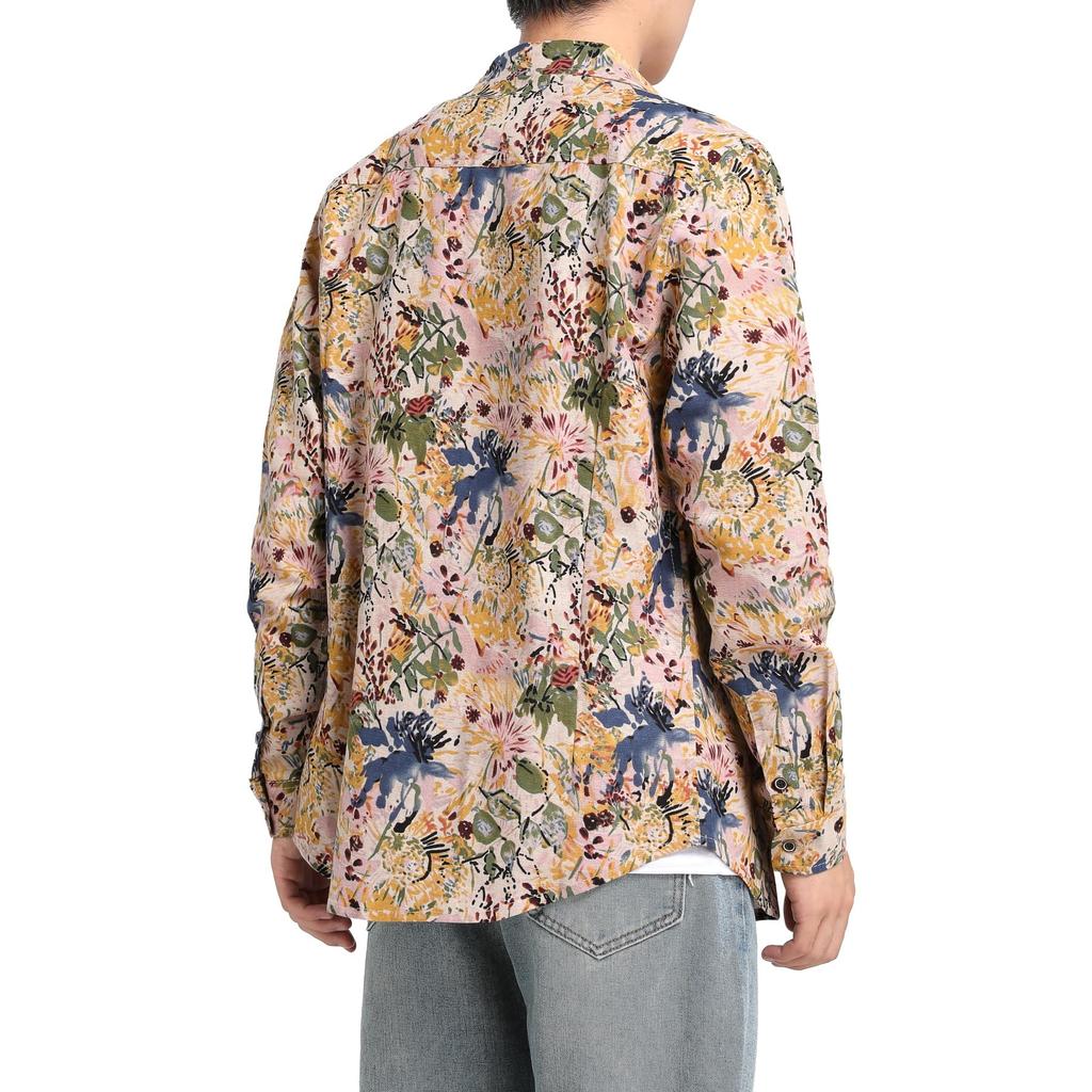 CEEN Long Sleeve Aloha Shirt with Vivid Breathable Cotton and Stylish Top for and Casual Plus Sizes Men's All-Over Print, Linen, Commuting, School,