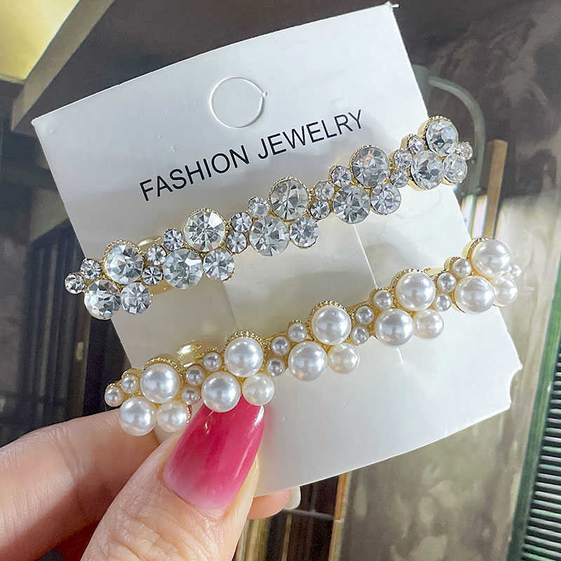 Korean Crystal Spring Hair Clips Pins Pearl Hair Barrettes For Women Girl Headband Simple Hair Accessories Headwear