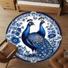 1pc Peacock Floral Round Chair mat Area Rug - Non-Slip, Floor Mat for Office, Bedroom, and Indoor Decor -1002226