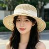 French Hepburn Bow Flat Top Straw Hat Women's Summer Seaside Vacation Sun Hat Small Beach Sun Hat