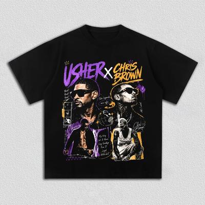 Chris Brown  Usher 2026 RB Tour Graphic TShirt Pure Cotton Unisex Y2K Popular Fan Women And Unisex Tshirt