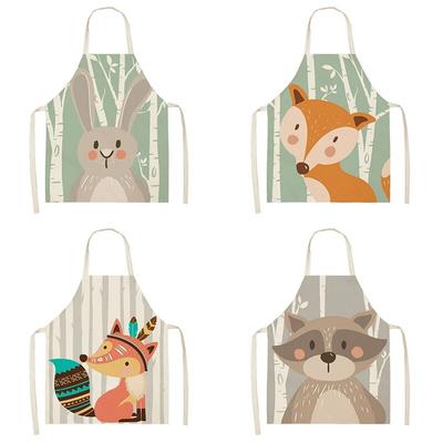 Cooking Baking Chef Apron Cartoon Fox Animal Pattern Apron Cooking Accessories Men's and Women's Apron Cleaning Apron