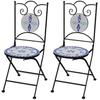 Bistro Chairs Foldable 2 pcs Ceramic Blue and White