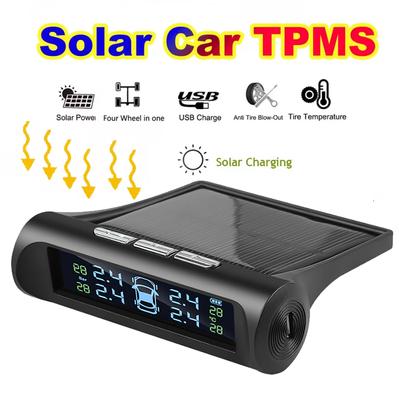 Solare Reifendruckkontrollsystem Temperaturwarnung Mit 4 externen Sensoren Intelligentes TPMS Autoreifen Luftdruckmesser