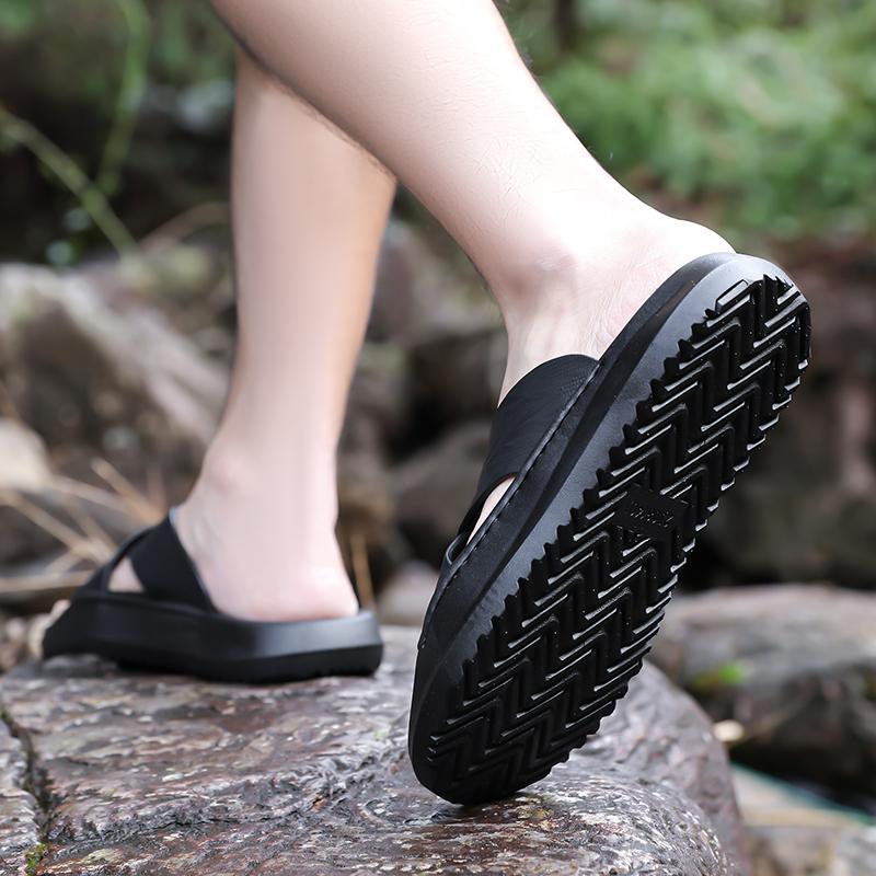 Fashion 2025 Casual Style Sandals Men Retro Hook & Loop Beach Slides Eco-Friendly Chunky Sole Outdoor Shoes with Arch Support & Non-Slip