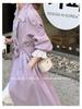 Women's Purple Double-Breasted Trench Coat - Korean Style Spring & Autumn Fashion, Casual Loose Mid-Length Design (2025)