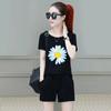 Women's Five-point Shorts Running Casual Sports Suit Short-sleeved Summer Korean Version Loose Large-size Printed Fashion Two-piece Set