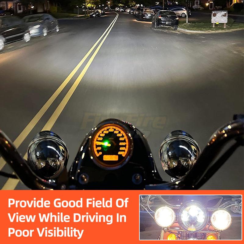 Chrome Motorcycle ABS Retro Passing Driving Headlight Fog Light For Harley Bobber Chopper Cruisers Touring Custom