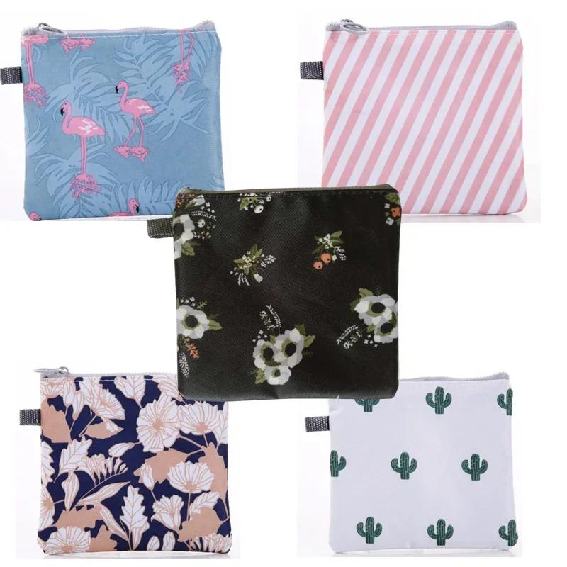 

Women Sanitary Napkin Tampon Storage Bag Cute Makeup Pouches Zipper Women Cosmetic Lipstick Key Earphone Data Cables Organizer